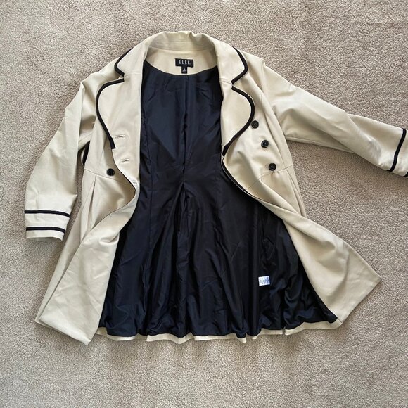 Elle Trench Coat Tan with Black Trim Size 14 - Picture 9 of 15
